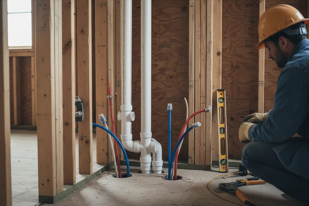 Drain and supply rough-in during Garbage Disposal Repair in Butterfield